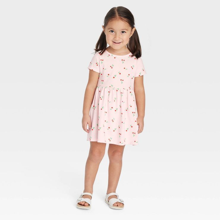 Toddler Girls' Cherries Short Sleeve Dress - Cat & Jack™ Light Pink | Target