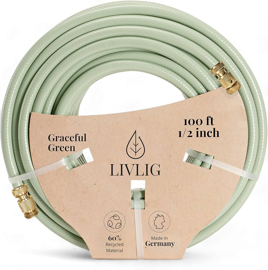 LIVLIG Design Garden Hose 100 ft 1/2 inch, For Any Nozzle, Brass Quick Connect, Water Hose Made i... | Amazon (US)