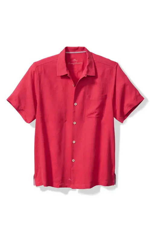 Tommy Bahama Tropic Isle Short Sleeve Button-Up Silk Camp Shirt in Raspberry Wine at Nordstrom, Size X-Large | Nordstrom