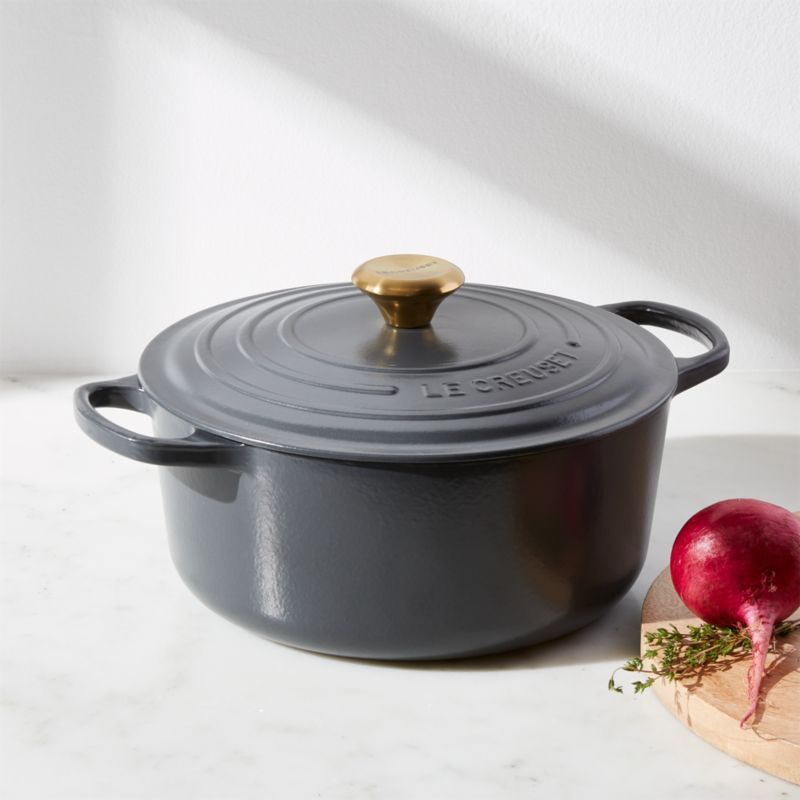 Le Creuset Signature 5.5-Qt. Graphite Grey Round Dutch Oven + Reviews | Crate and Barrel | Crate & Barrel