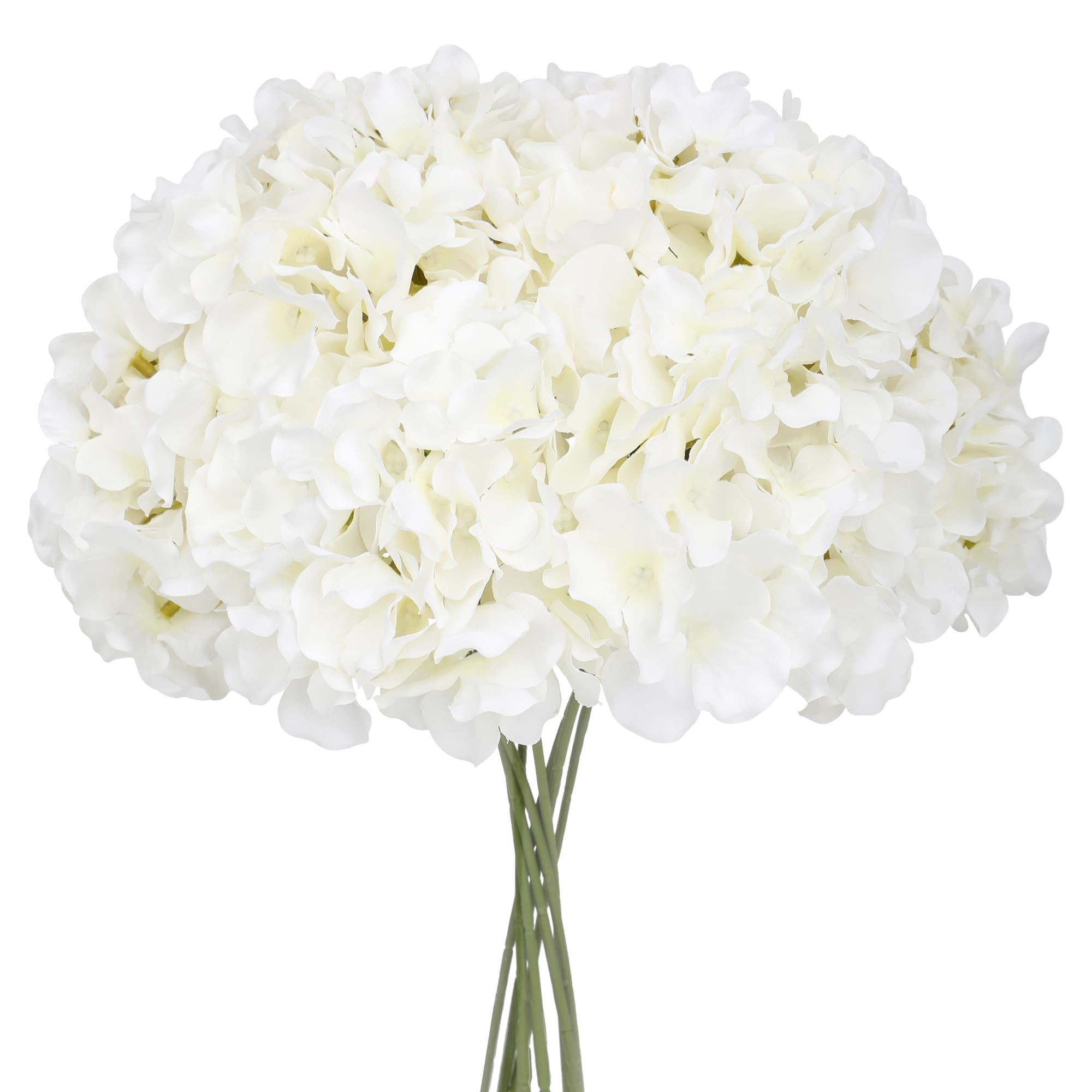 Fake White Hydrangea Artificial Flowers - Faux Silk Hydrangeas Flowers Heads with Stems Real Touc... | Amazon (US)