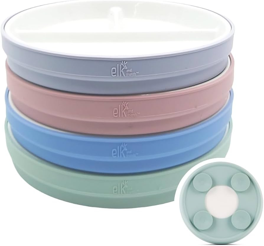 Elk and Friends Kids 7.8” Porcelain Divided Plates with Silicone Suction Sleeves | Suitable for... | Amazon (US)