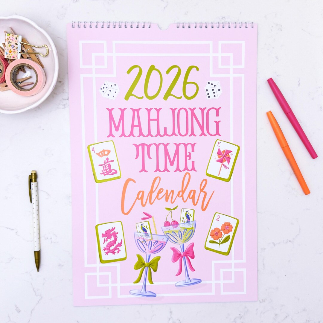 2026 Mahjong Time Calendar • Hand Illustrated Mahjong Gift • Colorful Wall Calendar for Mahjo... | Etsy (US)