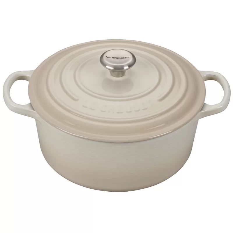 5.5 qt Meringue Le Creuset Round Cast Iron Dutch Oven (Part number: LS2501-1420SS) | Wayfair North America