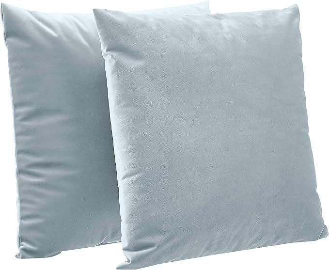Amazon Basics 2-Pack Velvet Fleece Decorative Throw Pillows - 18" Square, Light Blue | Amazon (US)