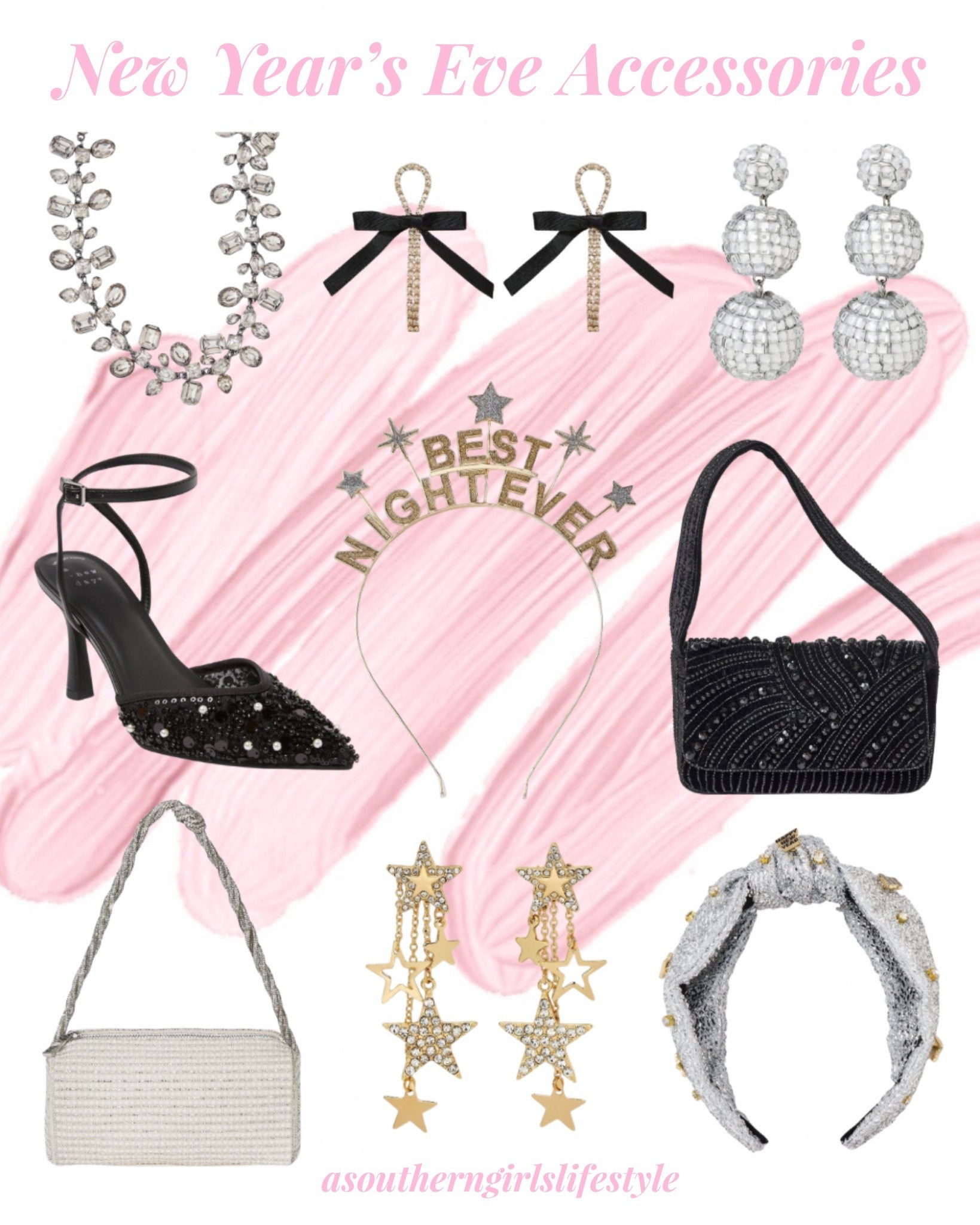 Target New Year’s Eve Accessories - most items are on Sale!

Faceted Stone Necklace, Ribbon Bow Drop Earrings, Disco Ball Drop Earrings, Faux-Pearls, Sequins & Seed Bead Black Heels, Best Night Ever Headband, Embellished Flap Shoulder Bag, Mini Embellished Boxy Barrel Bag, Shooting Stars Earrings & New Years Embellished Rhinestone Knot Headband  

Holiday Accessories. NYE

#LTKFindsUnder50 #LTKSeasonal #LTKHoliday