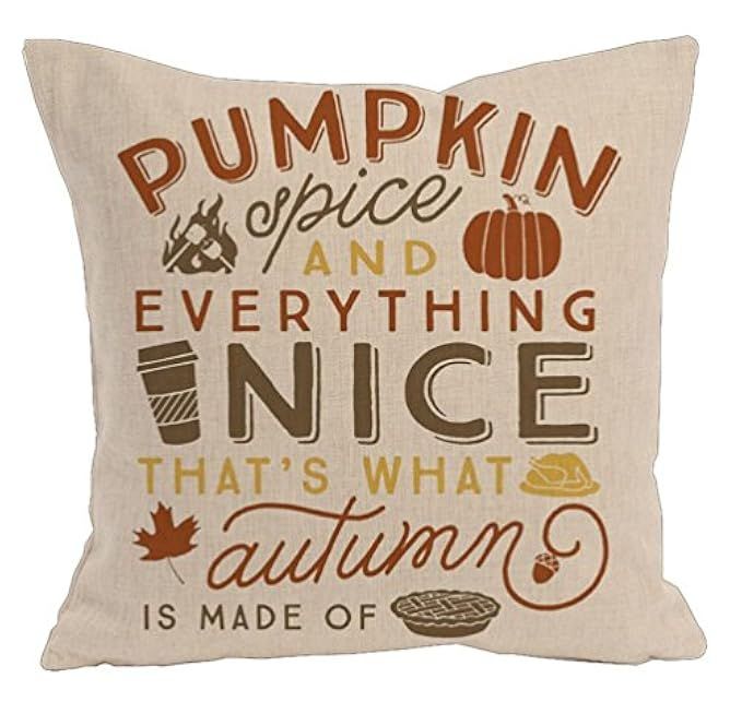 Home Decor Cotton Linen Pillow Covers 18x18,MFGNEH Pumpkin Spice Throw Pillow Case Cushion Cover for | Amazon (US)