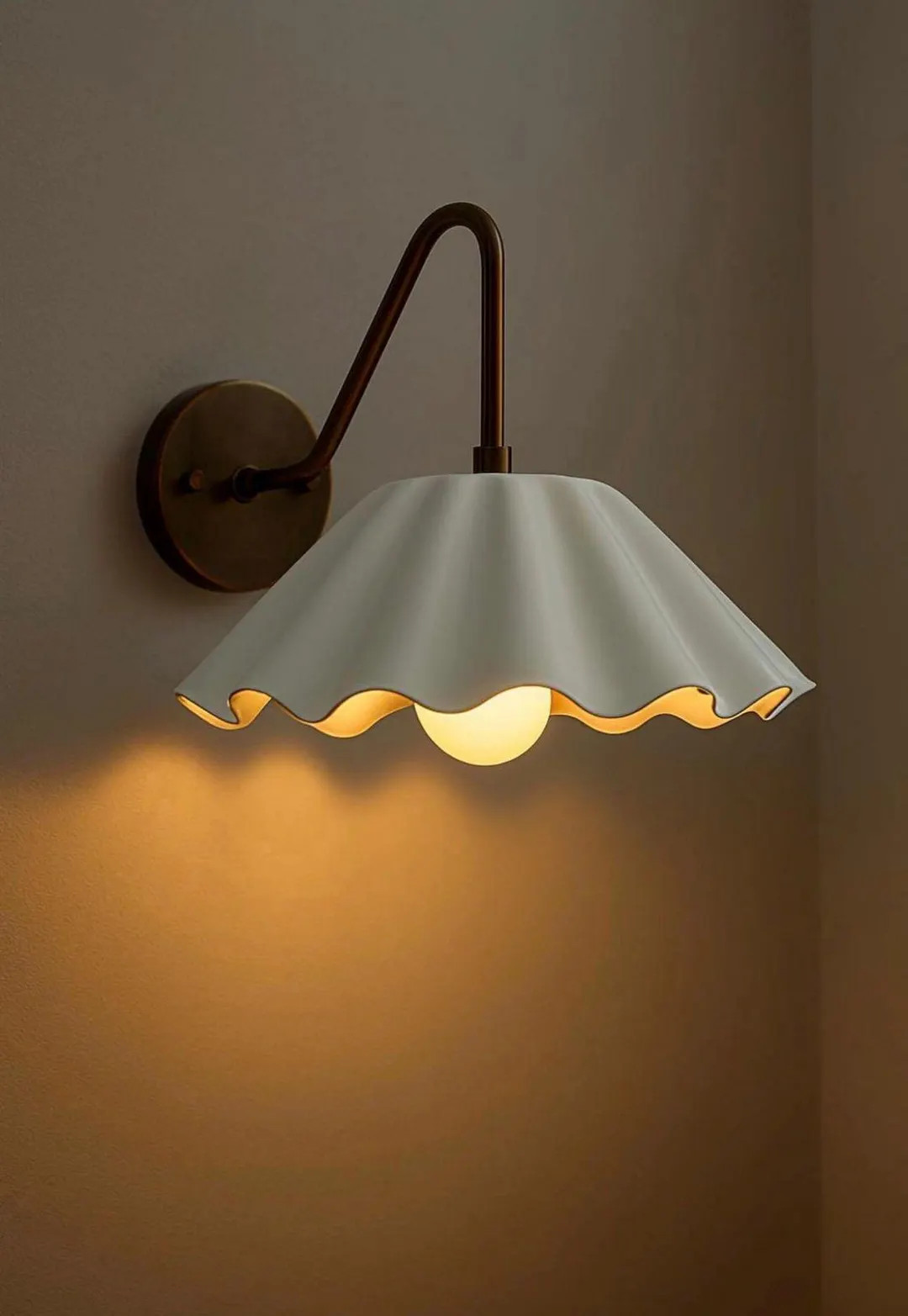 Vintage Brass Scalloped Wall Sconce, Mid Century Modern Lighting plug in or hardwired | Etsy (US)