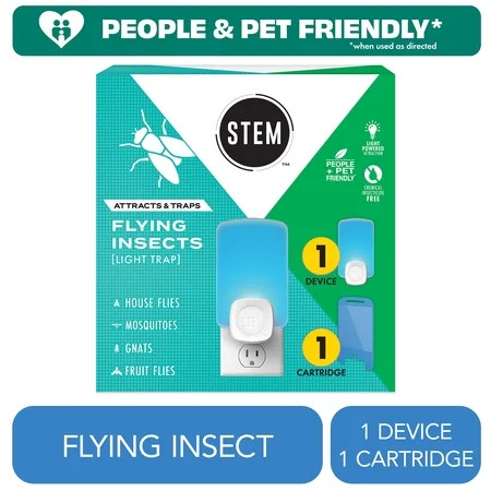 STEM Light Trap, Attracts and Traps Flying Insects, Emits Soft Blue Light, [Includes Starter Kit with 1 Trap and 1 Sticky Refill Cartridge] | Walmart (US)