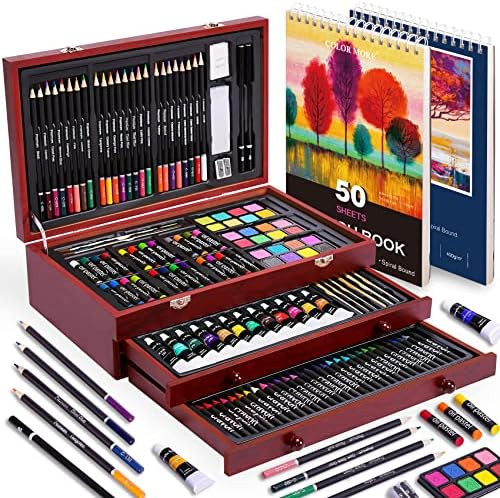 Color More 175 Piece Deluxe Art Set with 2 Drawing Pads, Acrylic Paints, Crayons, Colored Pencils... | Amazon (US)