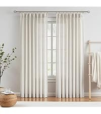 Vision Home Natural Pinch Pleated Semi Sheer Curtains Textured Linen Blended Light Filtering Wind... | Amazon (US)
