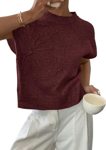 PRETTYGARDEN Women's 2026 Spring Sweater Vest Trendy Flower Knit Short Sleeve Cute Pullover Tank ... | Amazon (US)