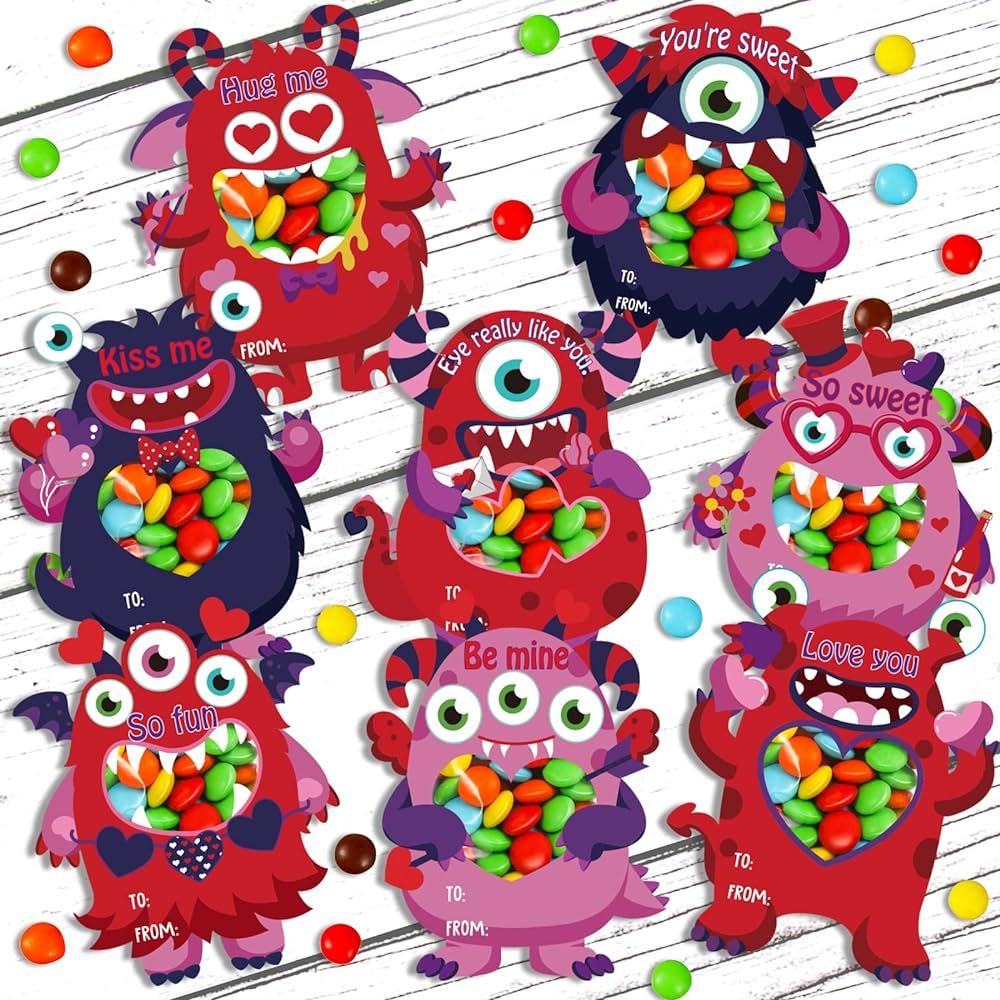 Amazon.com: 40 Sets Valentine's Day Cards for Kids, Monster Happy Valentines Cards for Kids, Uniq... | Amazon (US)