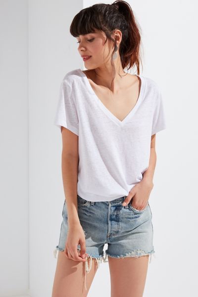 UO The Mom V-Neck Tee - White XS at Urban Outfitters | Urban Outfitters (US and RoW)