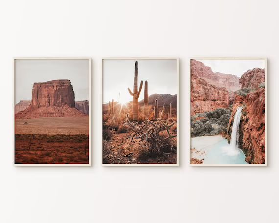 Desert Prints Set of 3 Arizona Desert 3 Pieces Wall Art Boho | Etsy | Etsy (US)