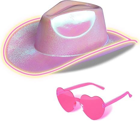 quescu Light Up Cowboy Hat for Women, Men,LED Cowgirl Hat,Sparkly Space Cowboy Hats for Party,Hal... | Amazon (US)