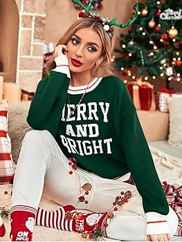 EGELEXY Women Christmas Sweater Funny Christmas Tree Sweater Sweatshirt Long Sleeves Knitted Pull... | Amazon (US)