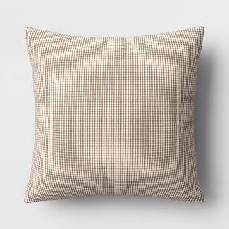 Micro Gingham Outdoor Throw Pillow Dark Taupe - Threshold™ designed with Studio McGee | Target