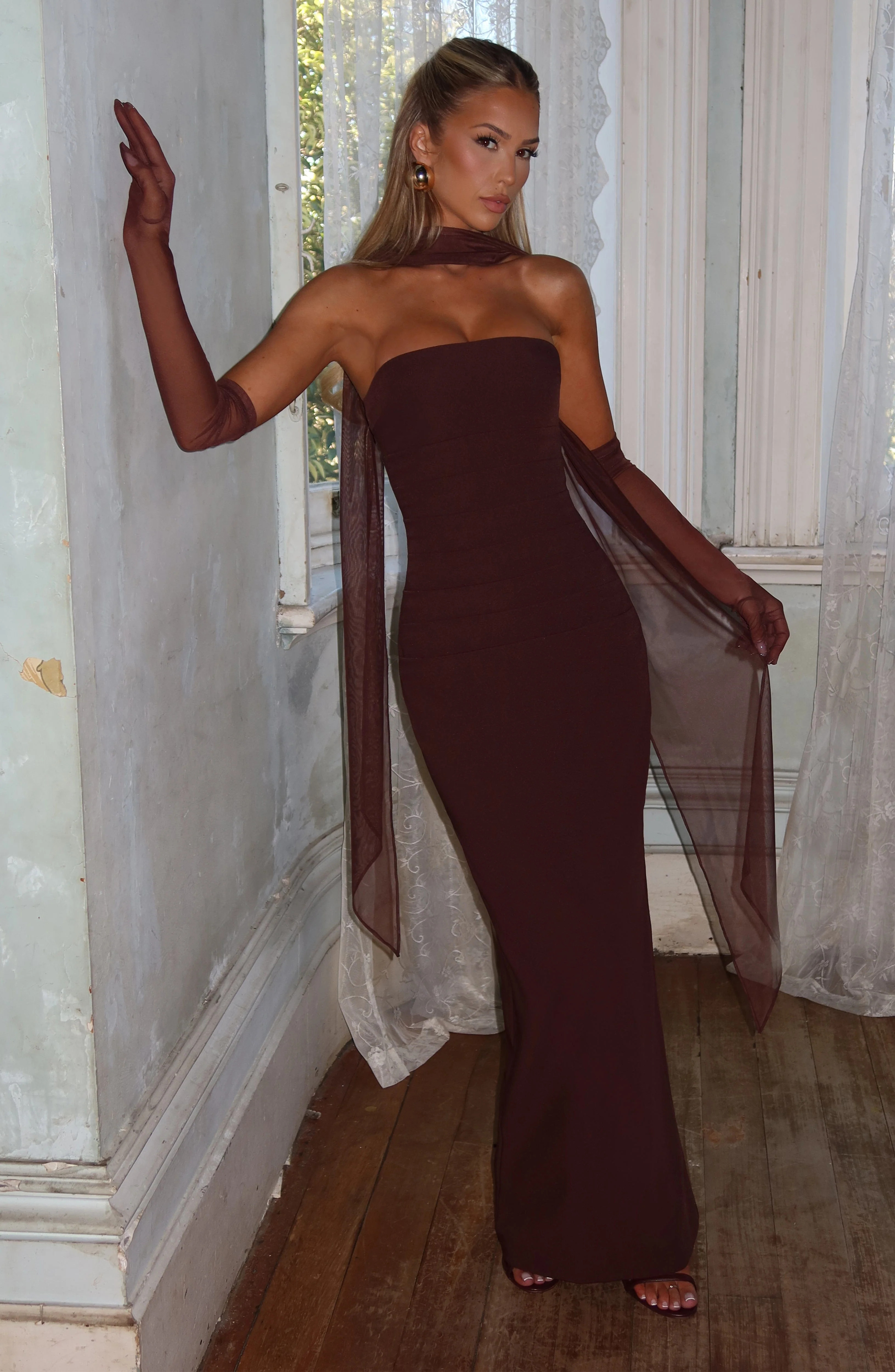 Yulia Maxi Dress - Plum Brown | Babyboo (global)