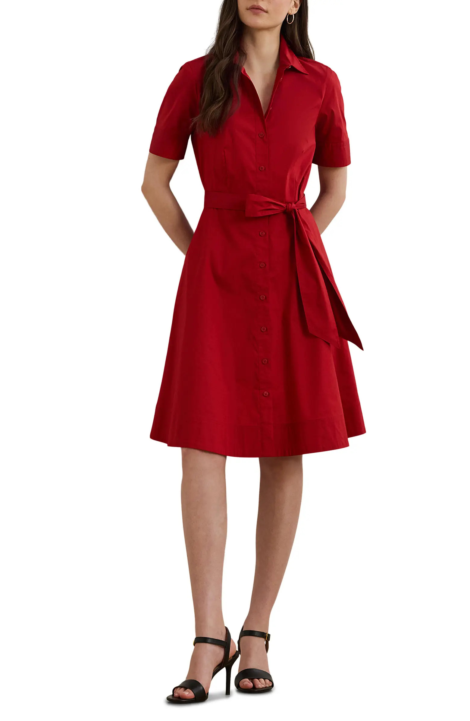 Lauren Ralph Lauren Belted Cotton Blend Shirtdress | Nordstrom | Nordstrom