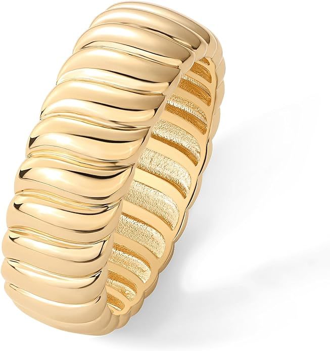 PAVOI 14K Gold Plated Chunky Statement Ring | Chunky Stackable Wide Band for Women | Amazon (US)