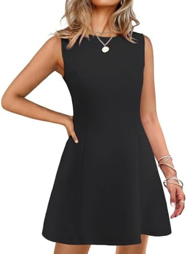 Women's Boat Neck Formal Short Dresses Summer Sleeveless A Line Elegant Mini Cocktail Party Dress... | Amazon (US)