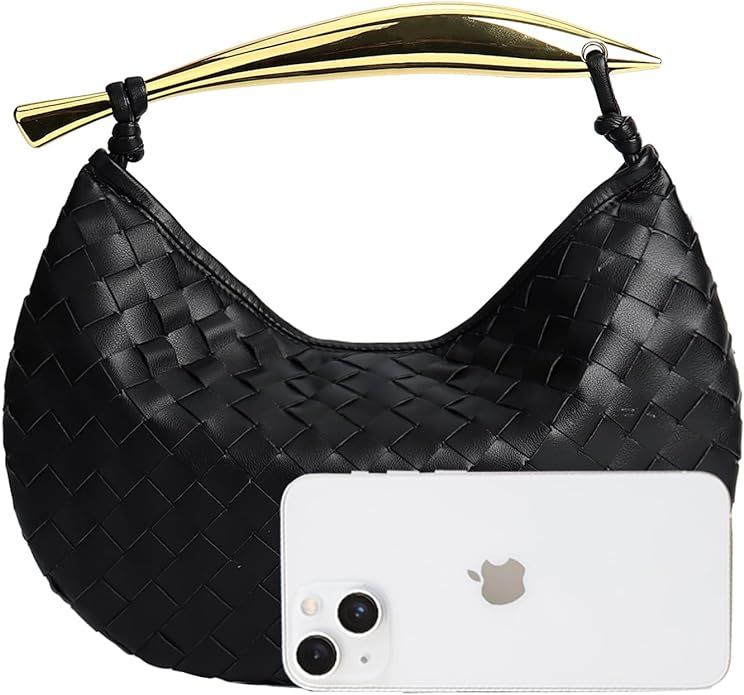 FEOFFS Woven Leather Hobe Dumpling Bag Dinner Handbag For Women Purse Hobo Bag Knotted Woven Summ... | Amazon (US)