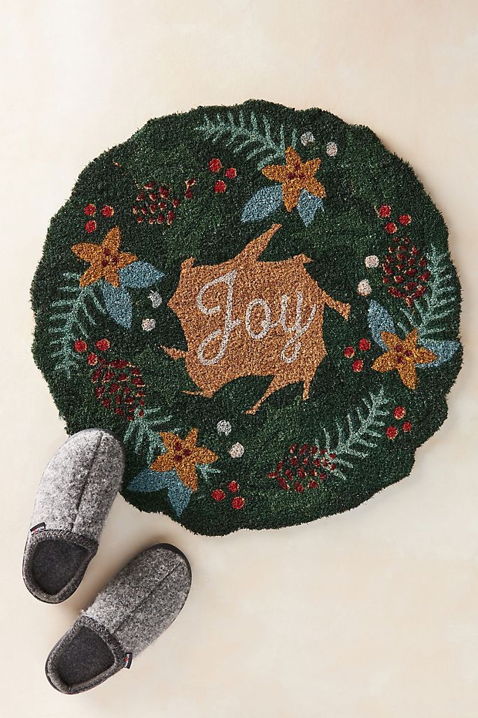 Joy Wreath Doormat | Anthropologie (US)