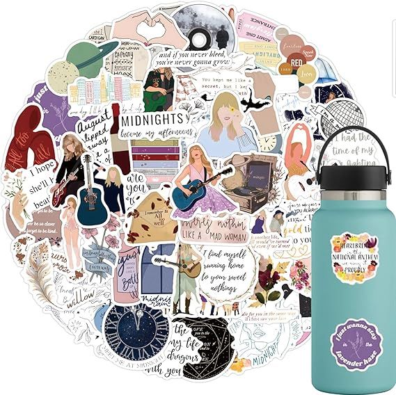 103Pcs Taylor Swift Music Stickers, Taylor Gifts for Women, Swift Ablum Stickers for Adult, Vinyl... | Amazon (US)