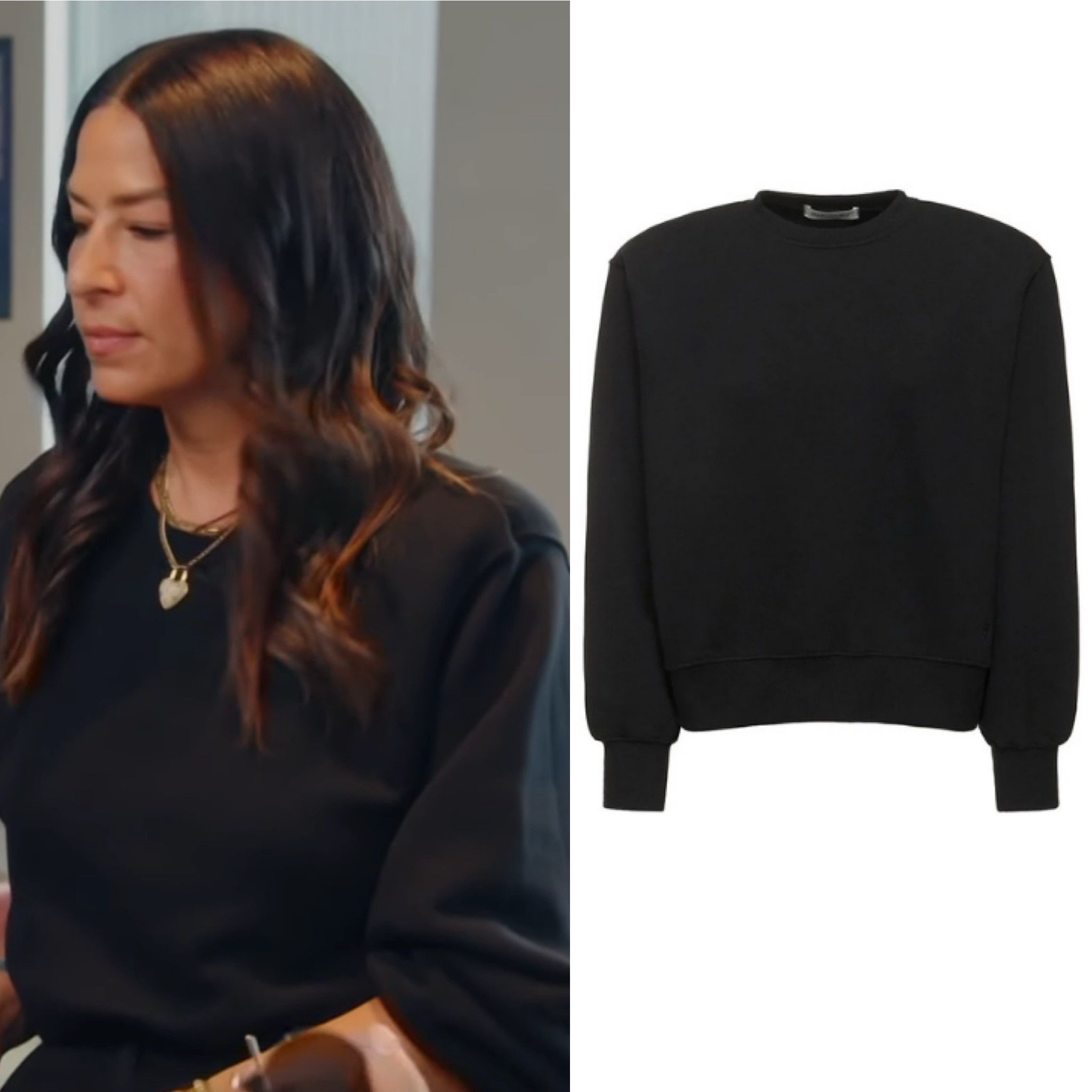 Rebecca Minkoff’s Black Padded Shoulder Sweatshirt 
