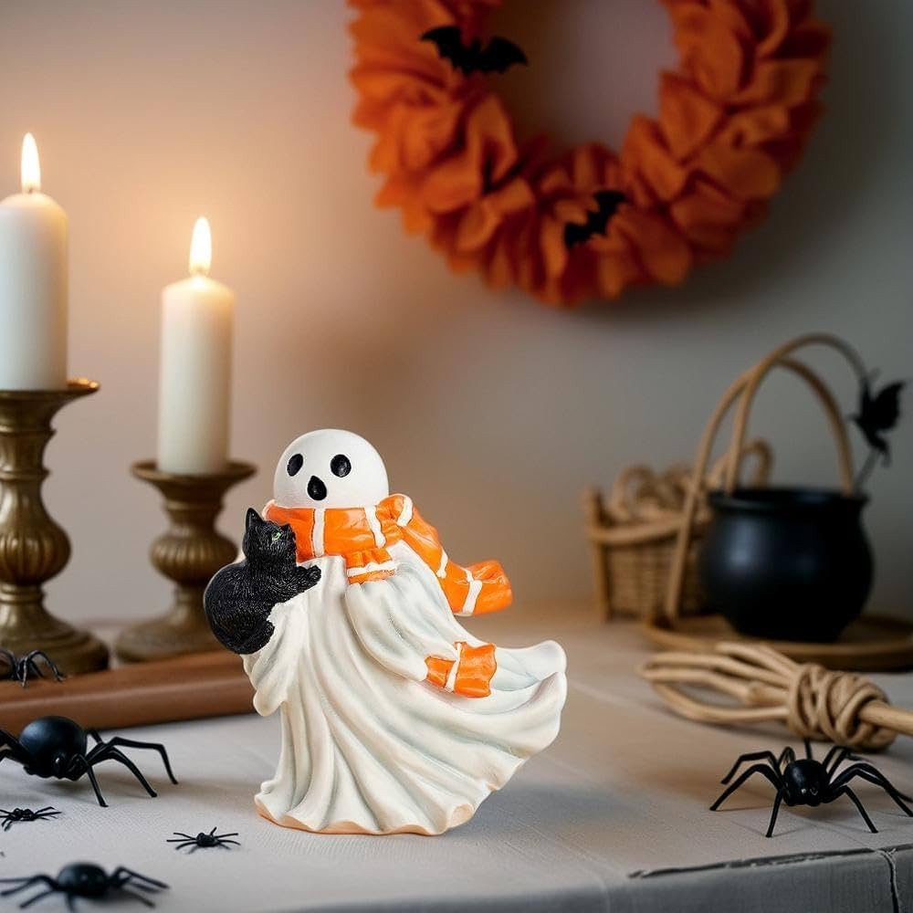 Halloween Ghost Figurine, Ghost Holding Cat Statue, Spooky Halloween Ghost Pumpkin Cats Figurines... | Amazon (US)