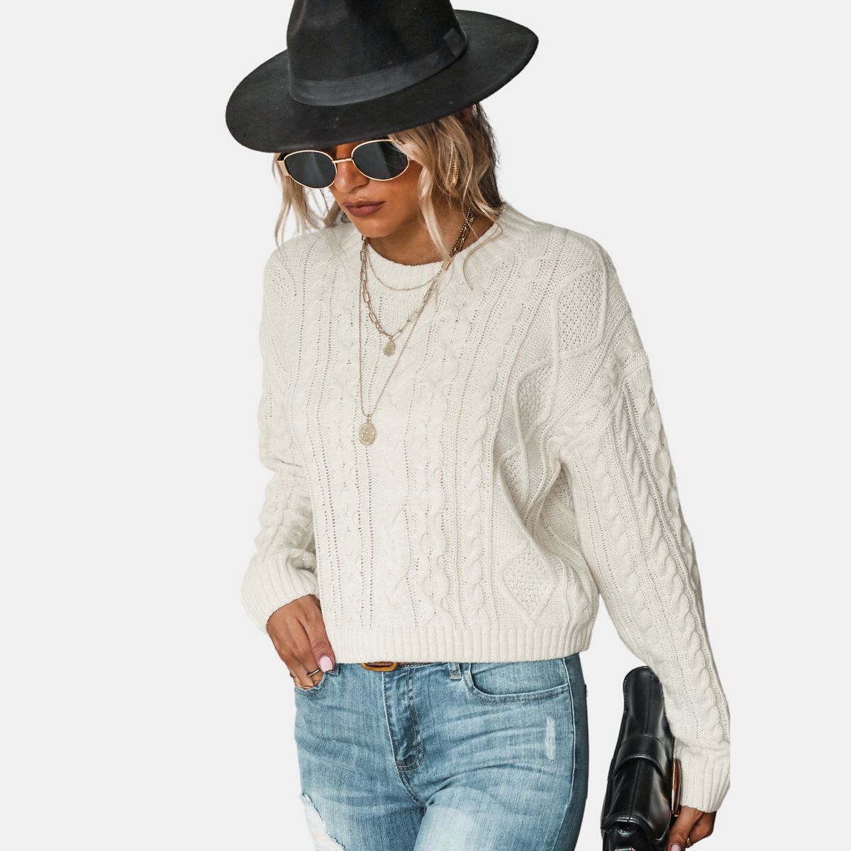 Women's Cable Knit Drop Shoulder Sweater - Cupshe | Target
