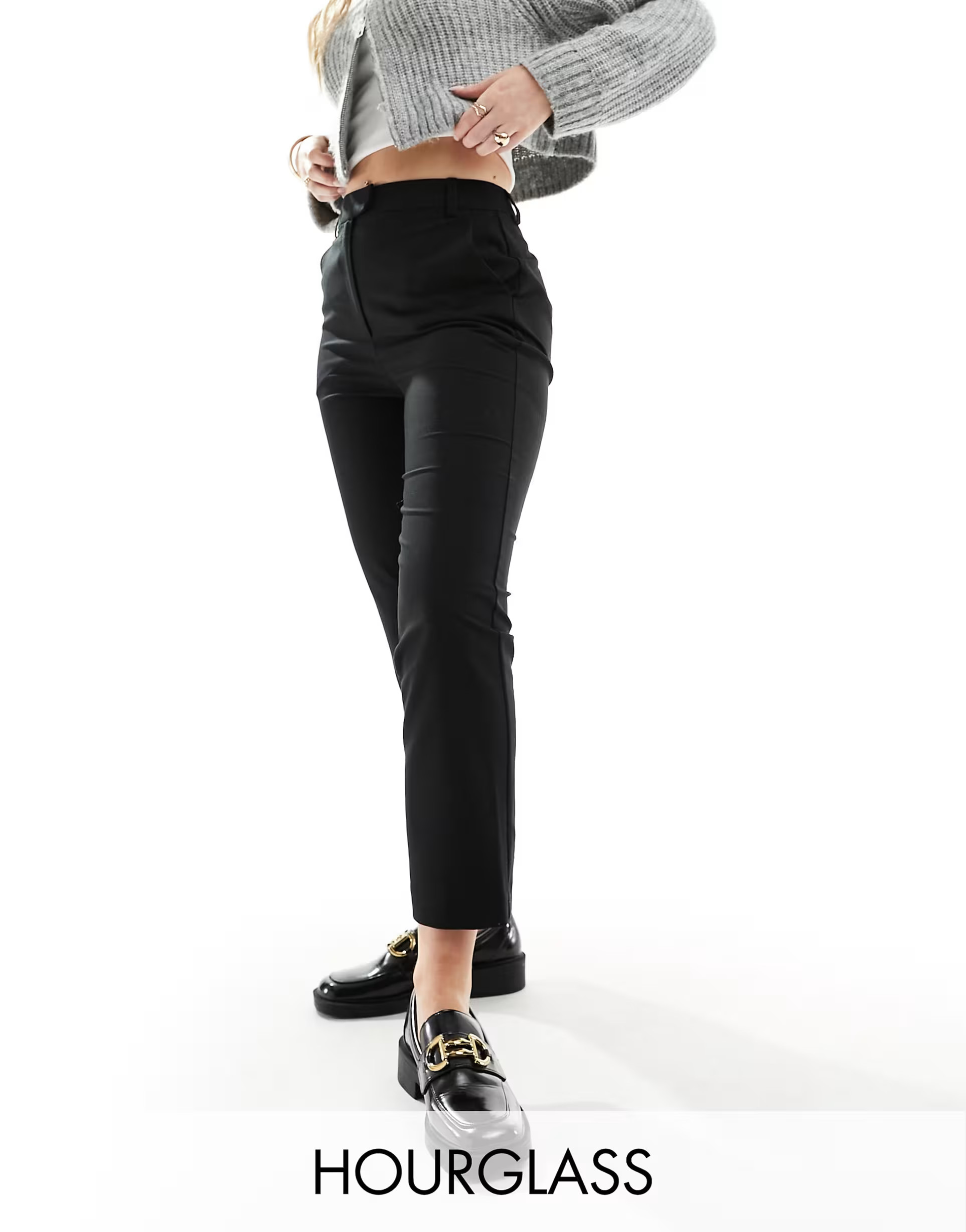 ASOS DESIGN Hourglass tailored slim straight ankle length pants in black | ASOS (Global)