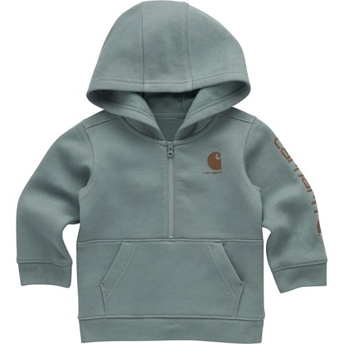 Carhartt Baby & Toddler Boys' Half-Zip Hooded Pullover Sweatshirt, Patina, 3 Months | Amazon (US)
