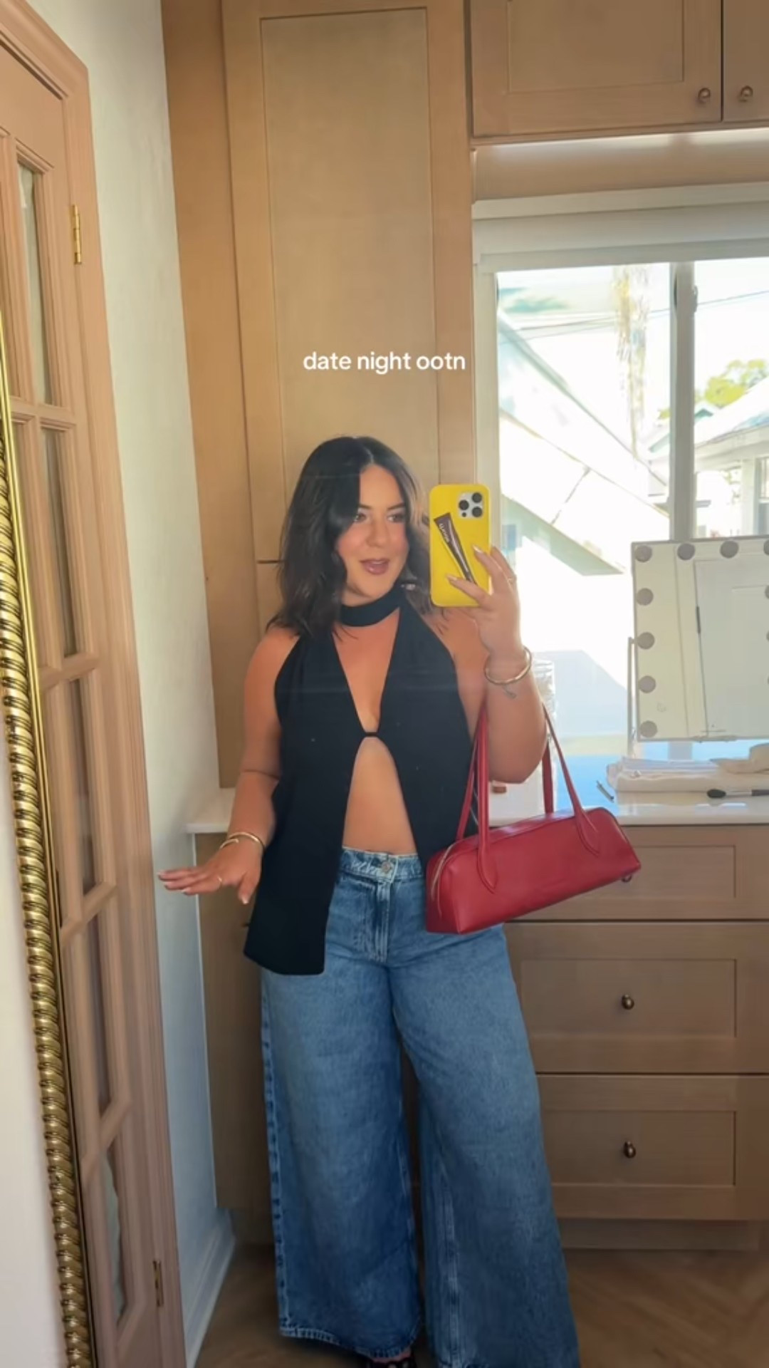 date night outfit 💌 wearing a US 8 in the top and 29 petite in the jeans! // going out outfits, black top, date night outfit ideas, fall transition outfit 

#LTKFindsUnder100 #LTKPetite #LTKMidsize
