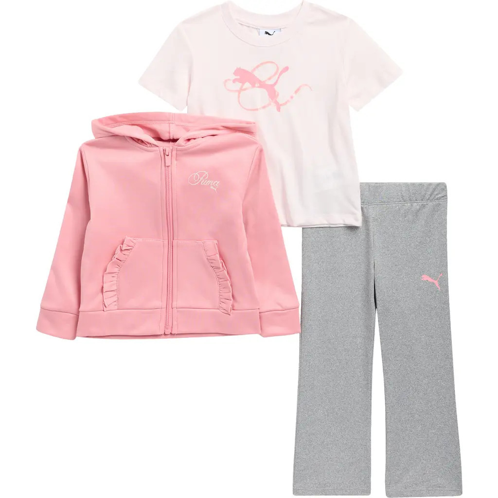 PUMA Kids' T-Shirt, Zip Hoodie & Pants Set in Pinkscape at Nordstrom Rack, Size 6X | Nordstrom Rack
