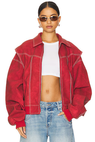 LIONESS Vista Bomber Jacket in Crimson from Revolve.com | Revolve Clothing (Global)