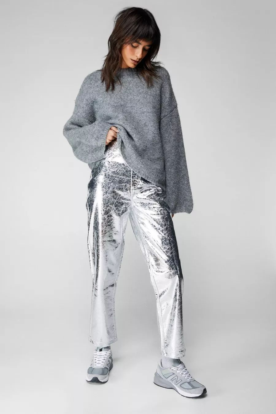 Metallic Crackle Faux Leather Trousers | Nasty Gal UK (+IE)