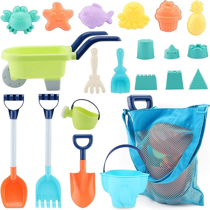 MINGPINHUIUS Beach Toys Kids Boys Beach Sand Toy Set with Barrow Elephant Bucket Two Big Shovels ... | Amazon (US)