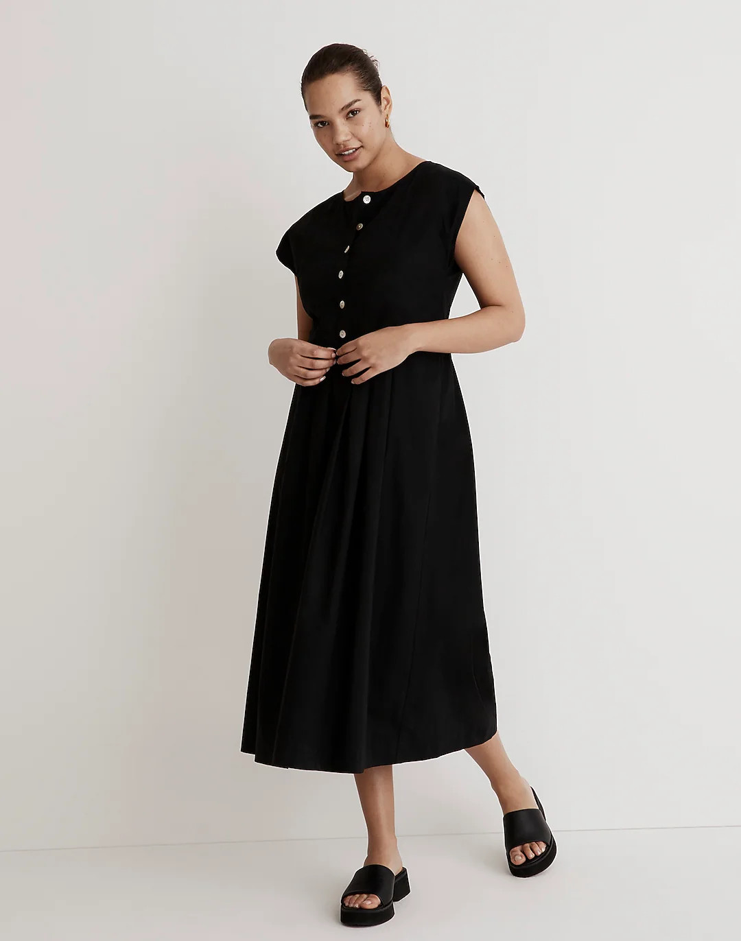 Poplin Button-Front Midi Dress | Madewell