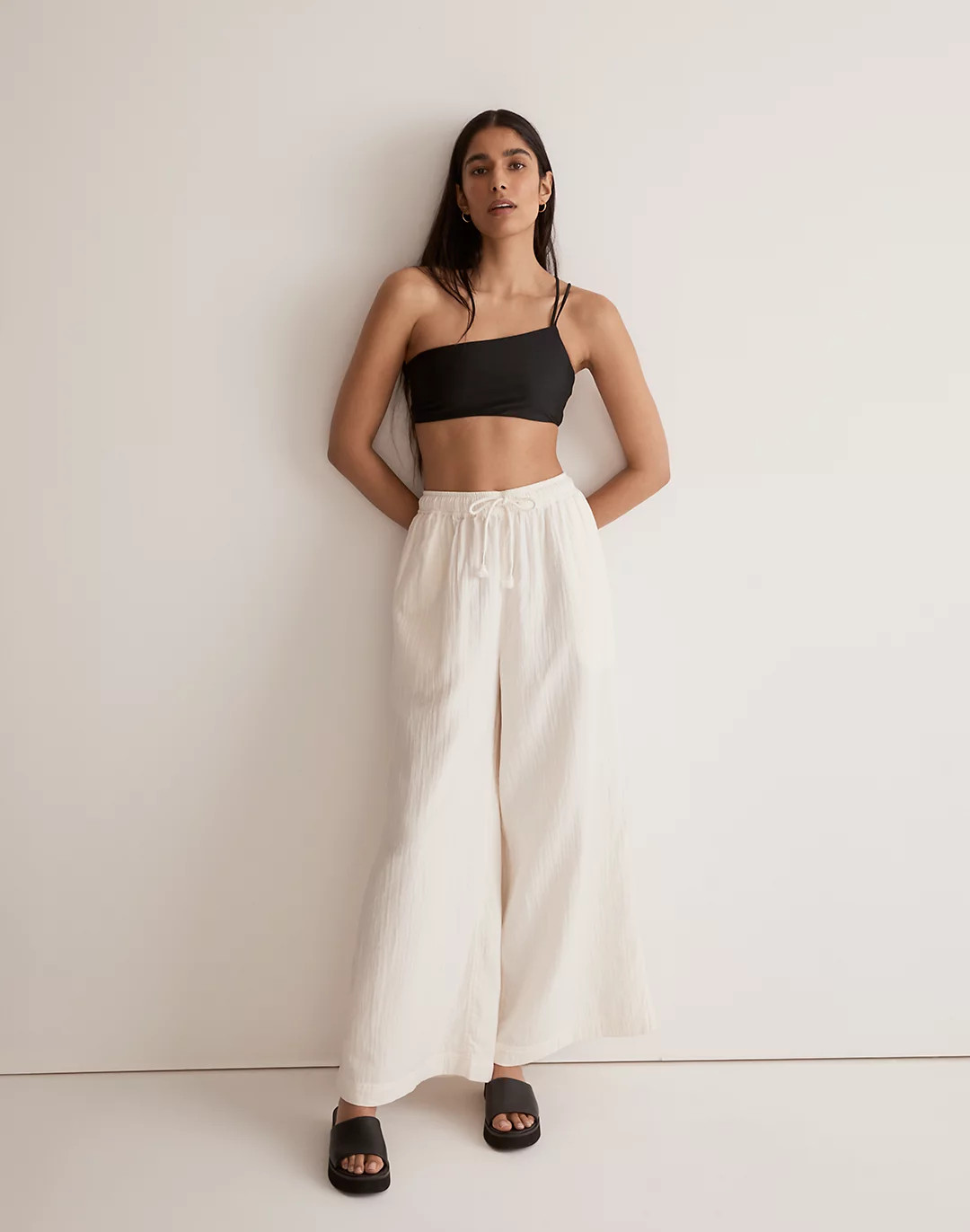 Double-Gauze Drawstring Wide-Leg Pants | Madewell