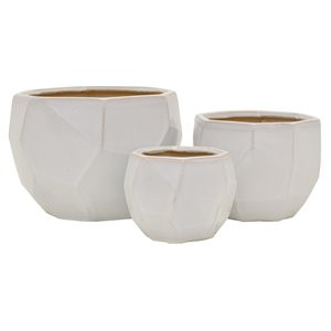 Plutus 3 Piece Modern Ceramic Planter Set in White | Cymax