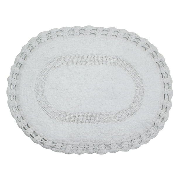 Home Weavers Hampton Crochet Collection - Absorbent Cotton Soft Reversible Bath Rug, 17"X24", Whi... | Walmart (US)