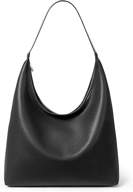 Large Hobo Bag for Women, Soft Vegan Leather Shoulder Tote with Zipper | Amazon (US)