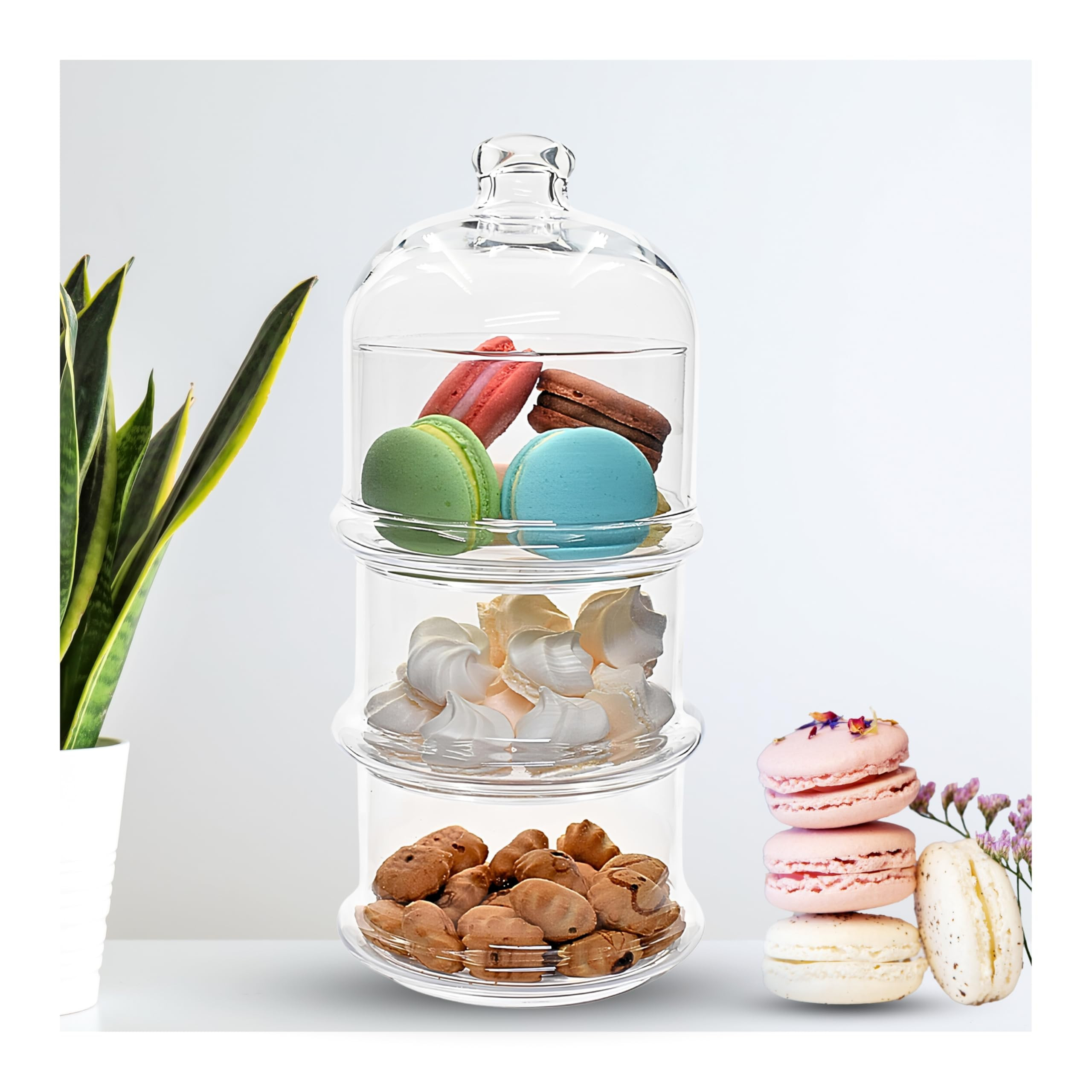 ums 3-Tier Glass Stackable Jar - Clear Apothecary Jars with Lid - Storage Container and Organizer... | Amazon (US)