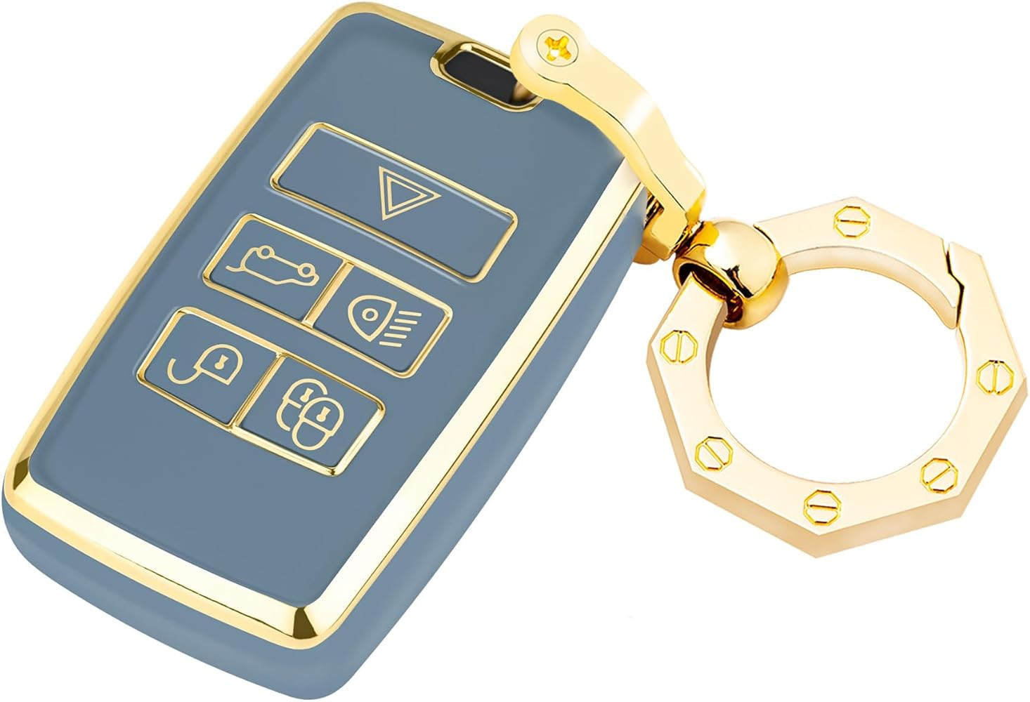 YHC Key Fob Cover Car Key Case Shell with Gold KeyChain fit Land Rover Vogue Range Discovery Rove... | Amazon (US)