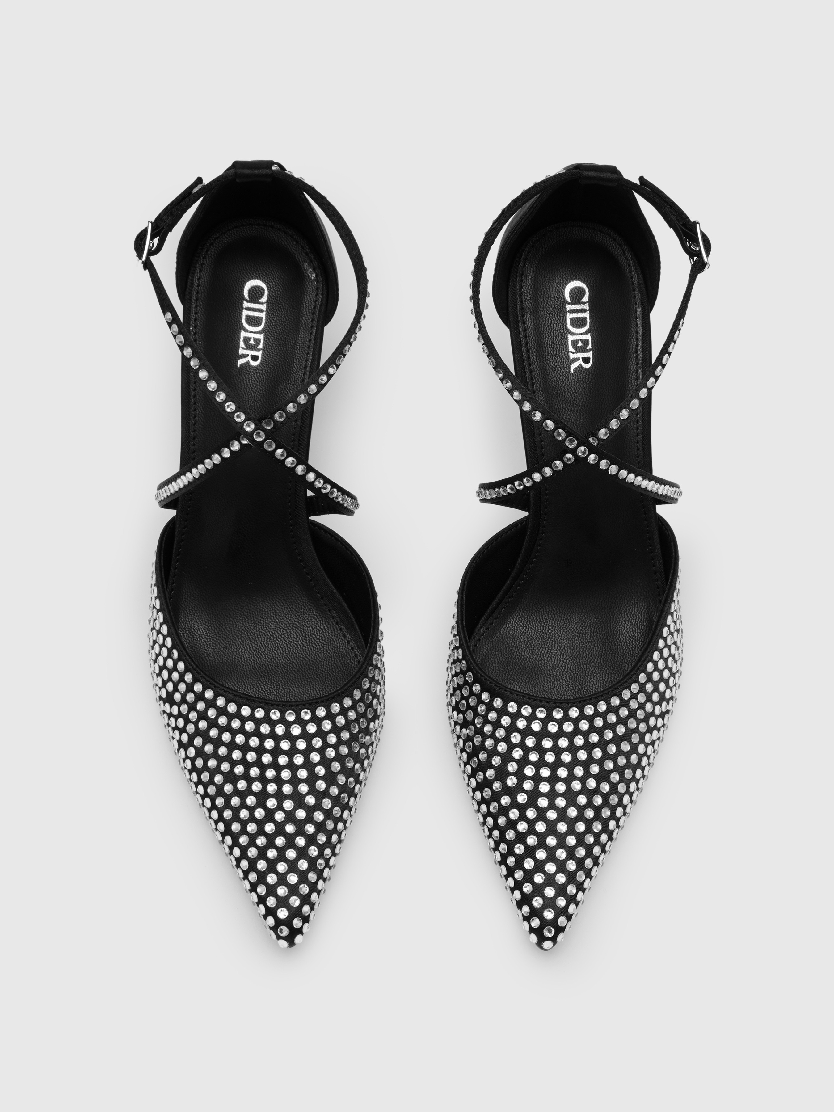 ANKLE STRAP RHINESTONE-EMBELLISHED POINTED TOE HEELS For Music Festival/Live House Party/Clubbing | Cider