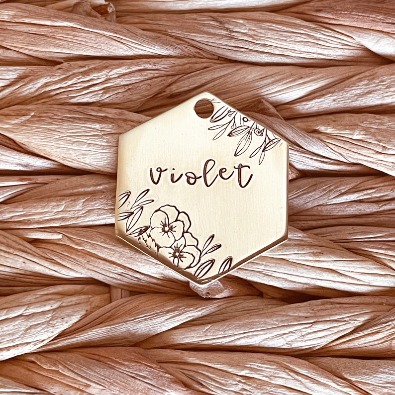Dog Tag, Pet Id Tag, Personalized Dog Tag, Hand Stamped Dog Tag, Engraved Dog Tag, VELVETY VIOLET | Etsy (US)