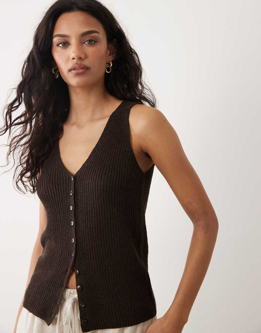 Mango knitted waistcoat in brown | ASOS (Global)