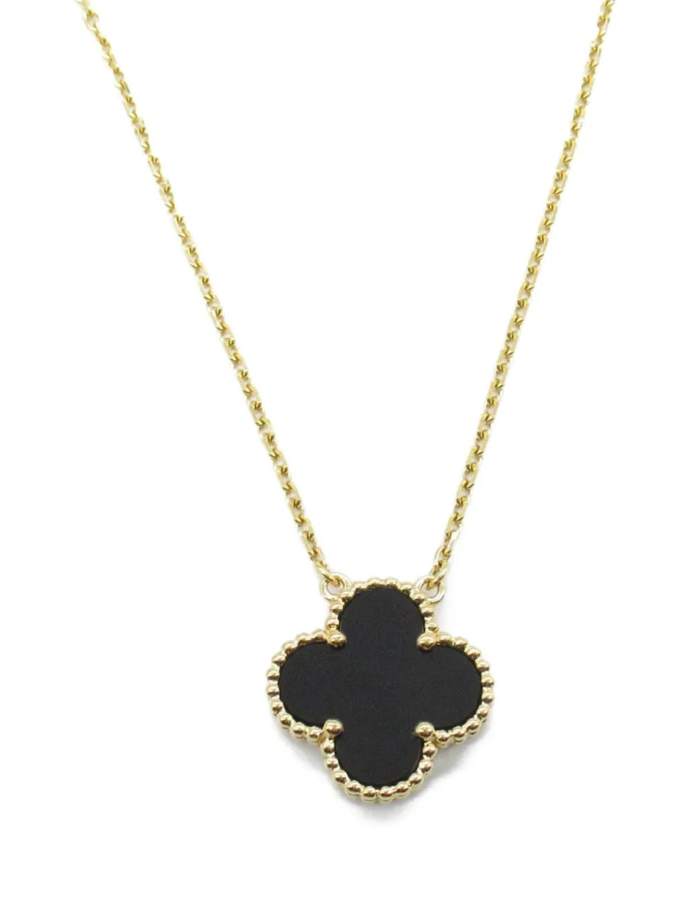 Van Cleef & Arpels 10's 18kt yellow gold Vintage Alhambra onyx necklace | Farfetch Global
